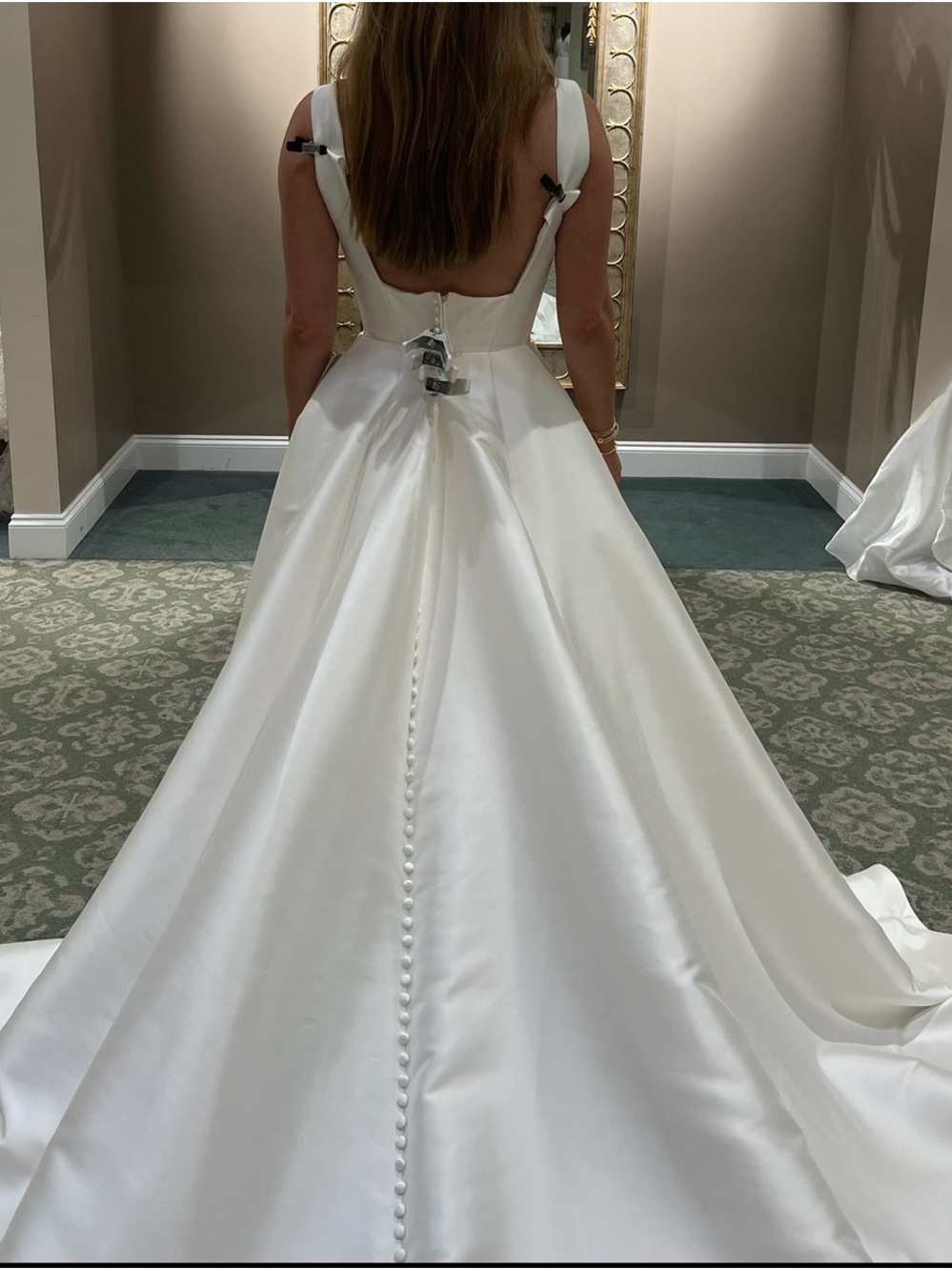 Classic Satin Ballgown Wedding Dress - White - Picture 4 of 4